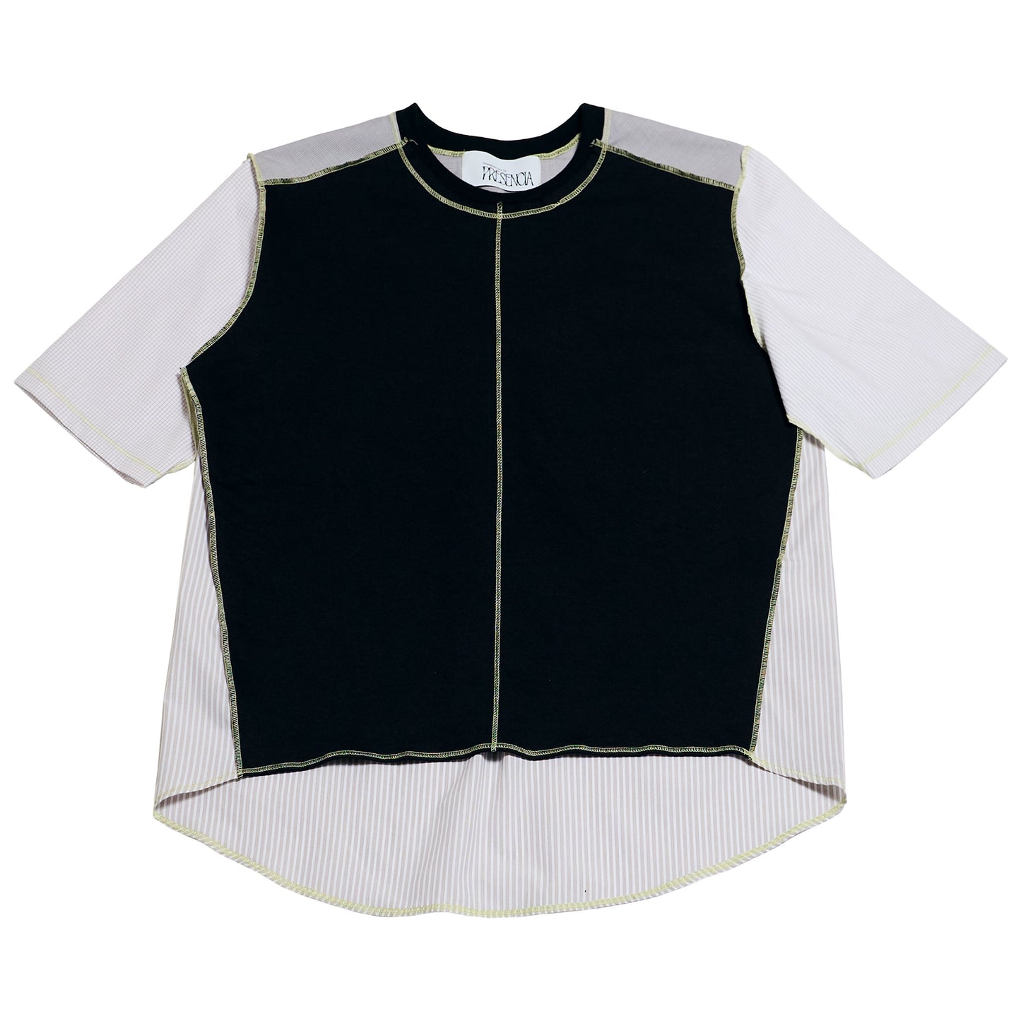 1/2 CAMISA 1/2 SUDADERA MANGA CORTA / negro, blanco, gris