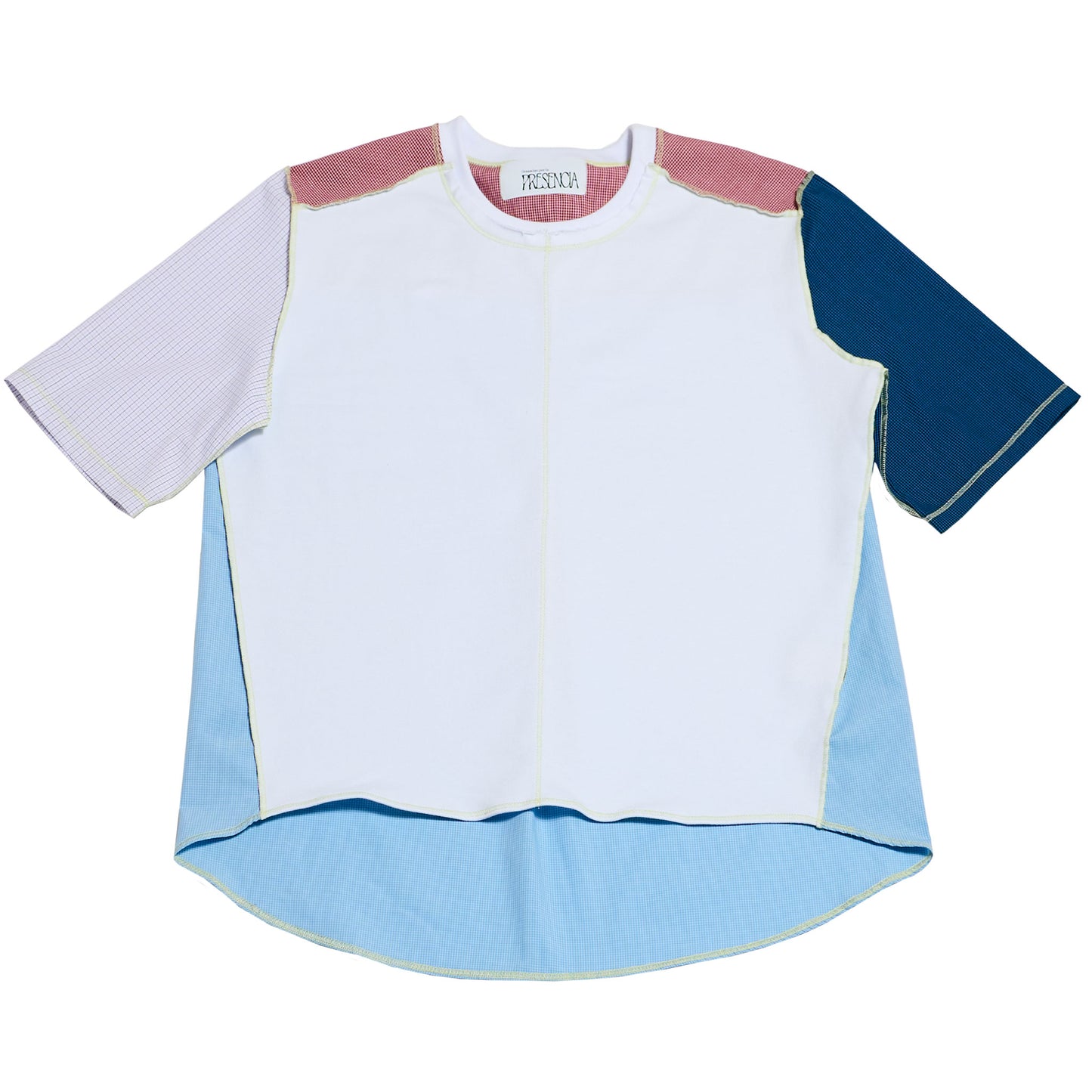 1/2 CAMISA 1/2 SUDADERA MANGA CORTA / blanco, multicolor