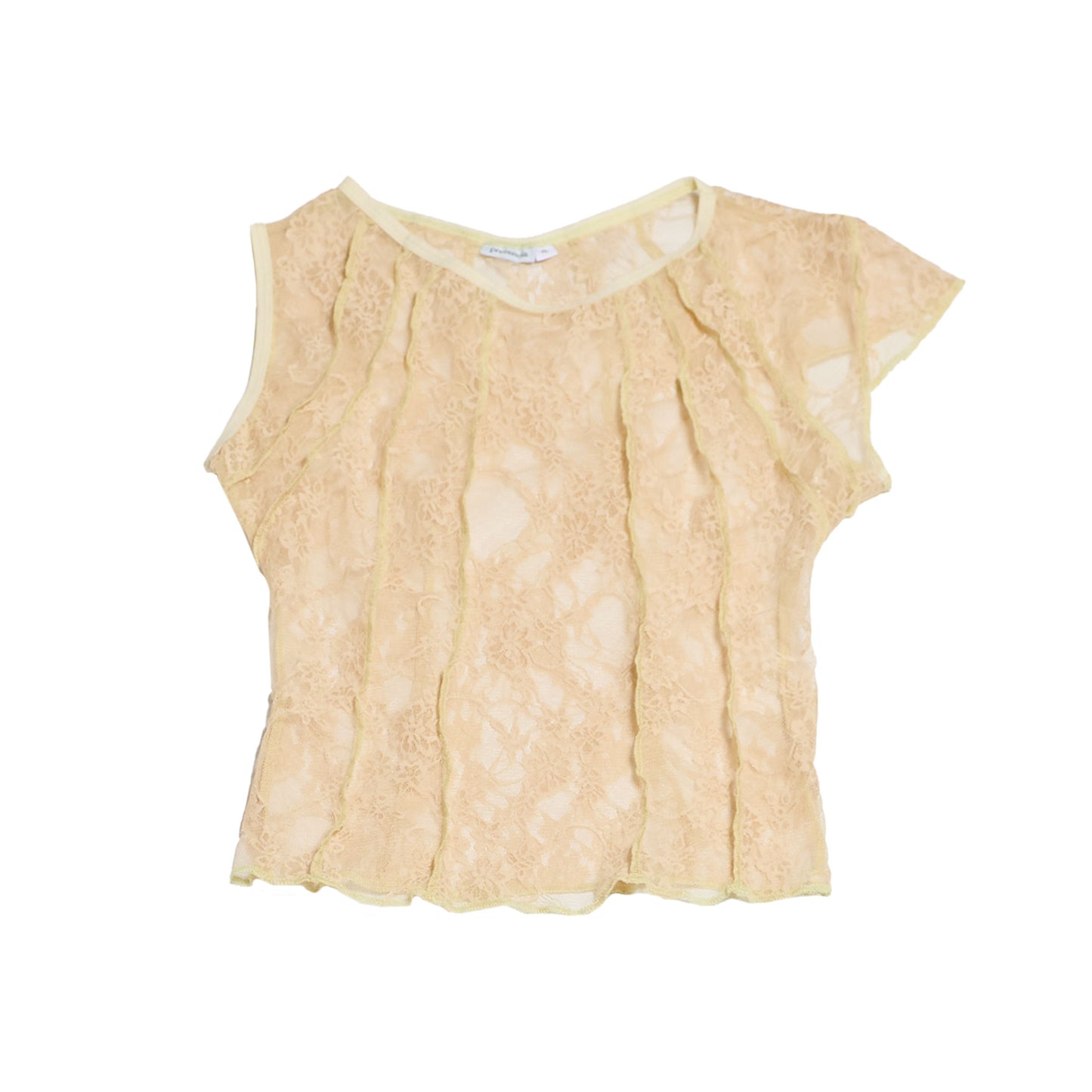 TOP RESTOS ENCAJE UNA MANGA / beige-champagne