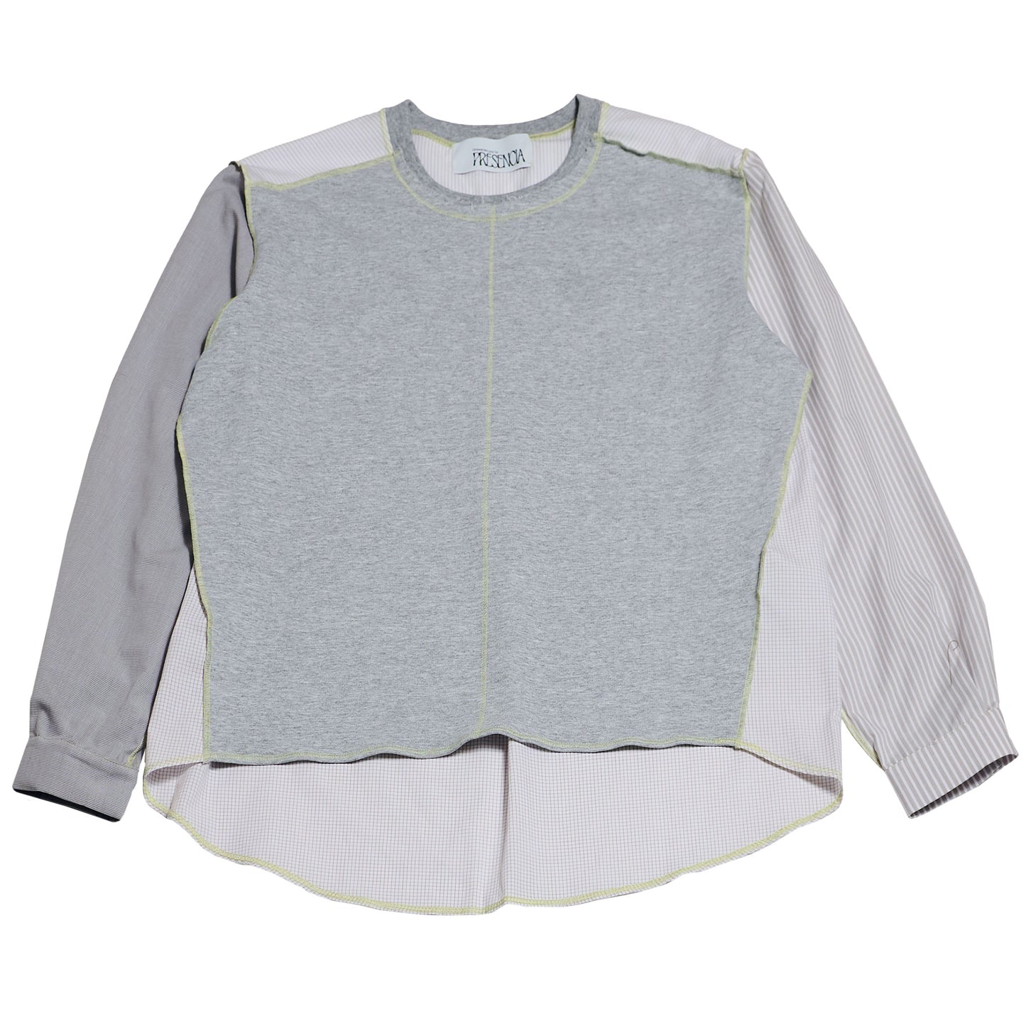 1/2 CAMISA 1/2 SUDADERA MANGA LARGA / gris, blanco