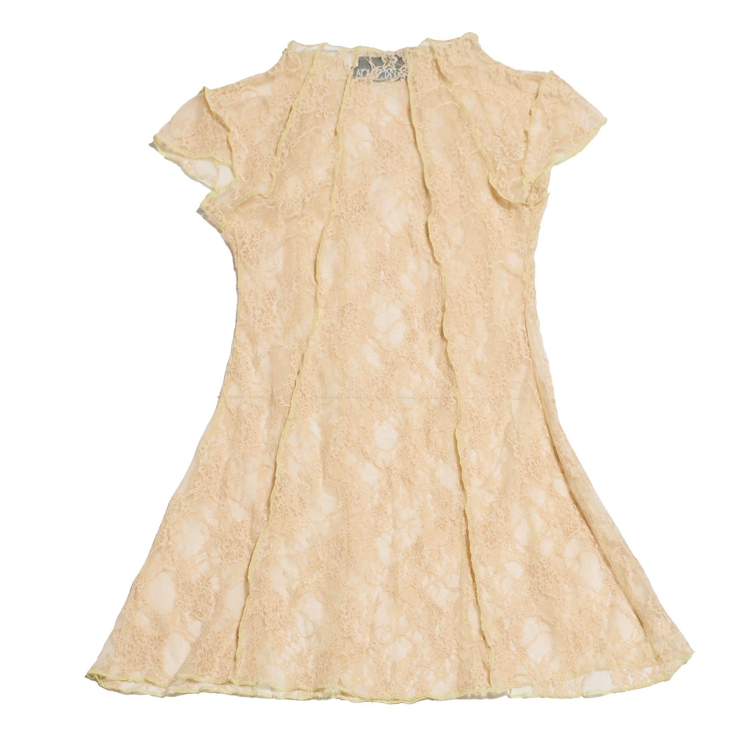 VESTIDO RESTOS ENCAJE / beige-champagne