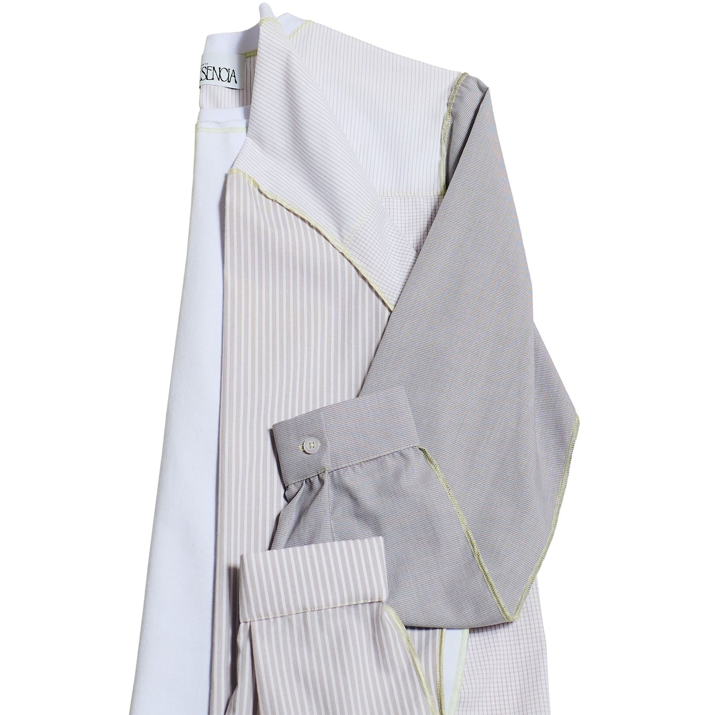 1/2 CAMISA 1/2 SUDADERA MANGA LARGA / blanco, gris claro