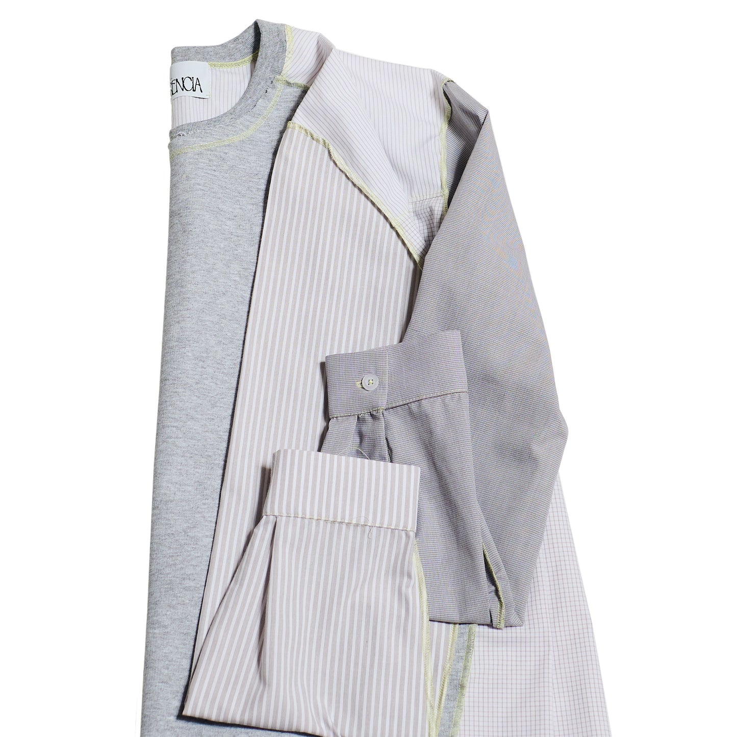 1/2 CAMISA 1/2 SUDADERA MANGA LARGA / gris, blanco