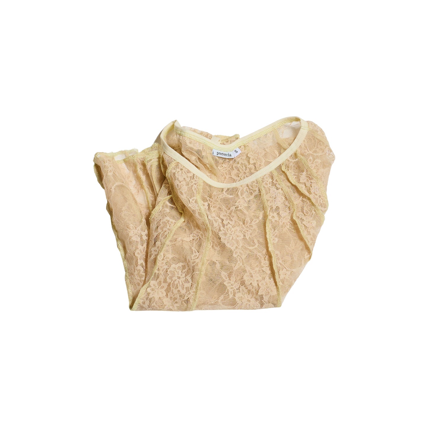 TOP RESTOS ENCAJE UNA MANGA / beige-champagne