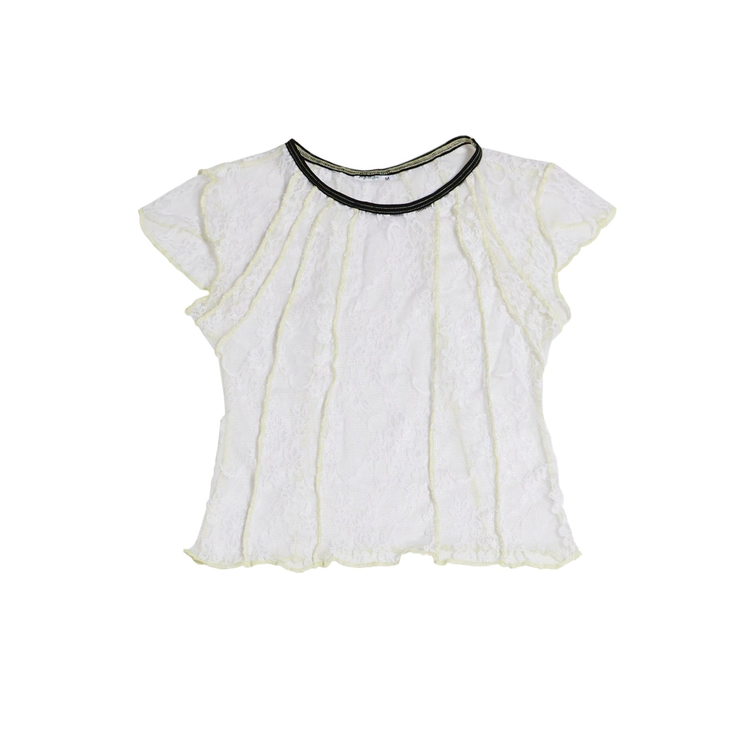 TOP RESTOS ENCAJE / blanco con bies negro