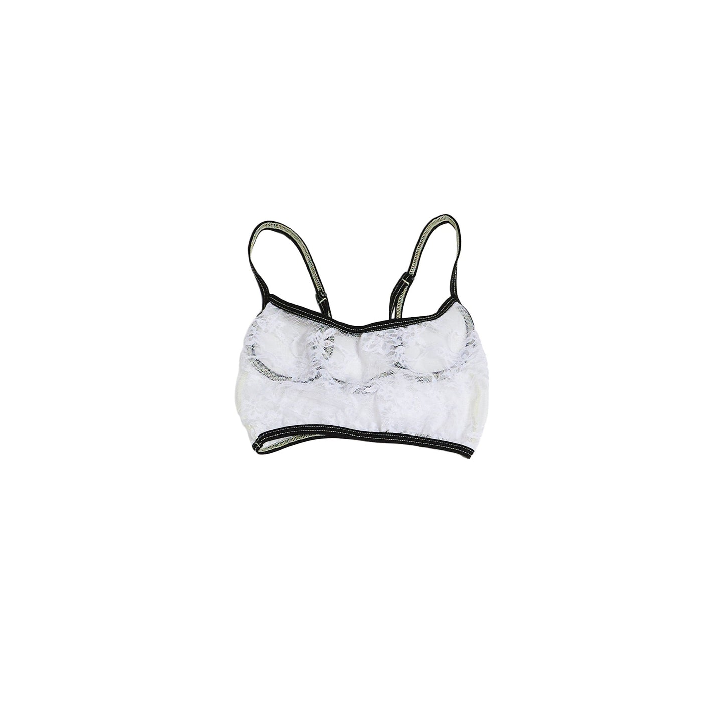 BRALETTE RESTOS ENCAJE / blanco con bies negro