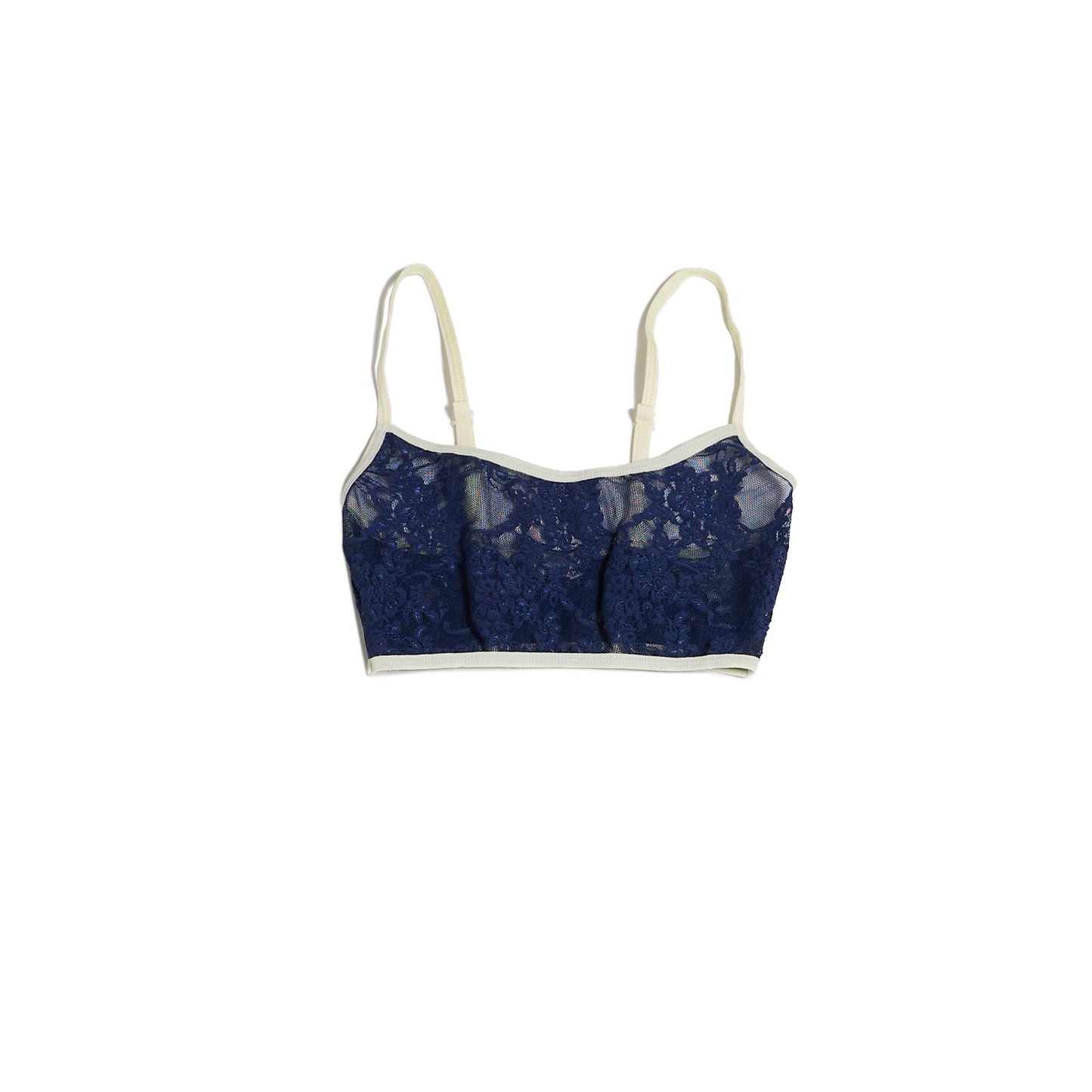 BRALETTE RESTOS ENCAJE / azul marino con bies hueso