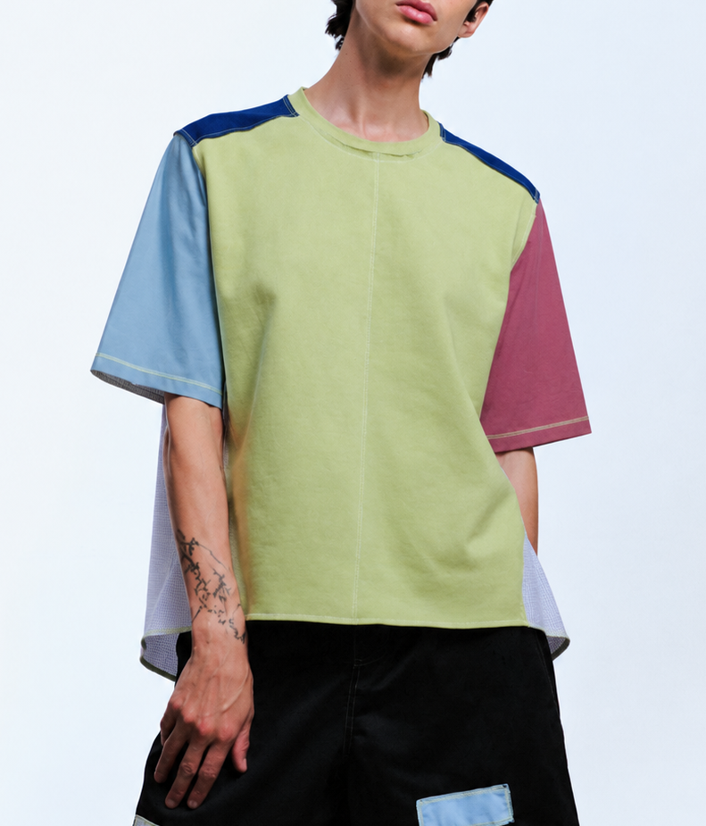 1/2 CAMISA 1/2 SUDADERA MANGA CORTA / verde, multicolor