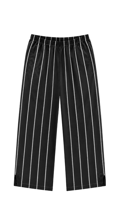 LÍNEAS PANTS / negro con líneas blancas