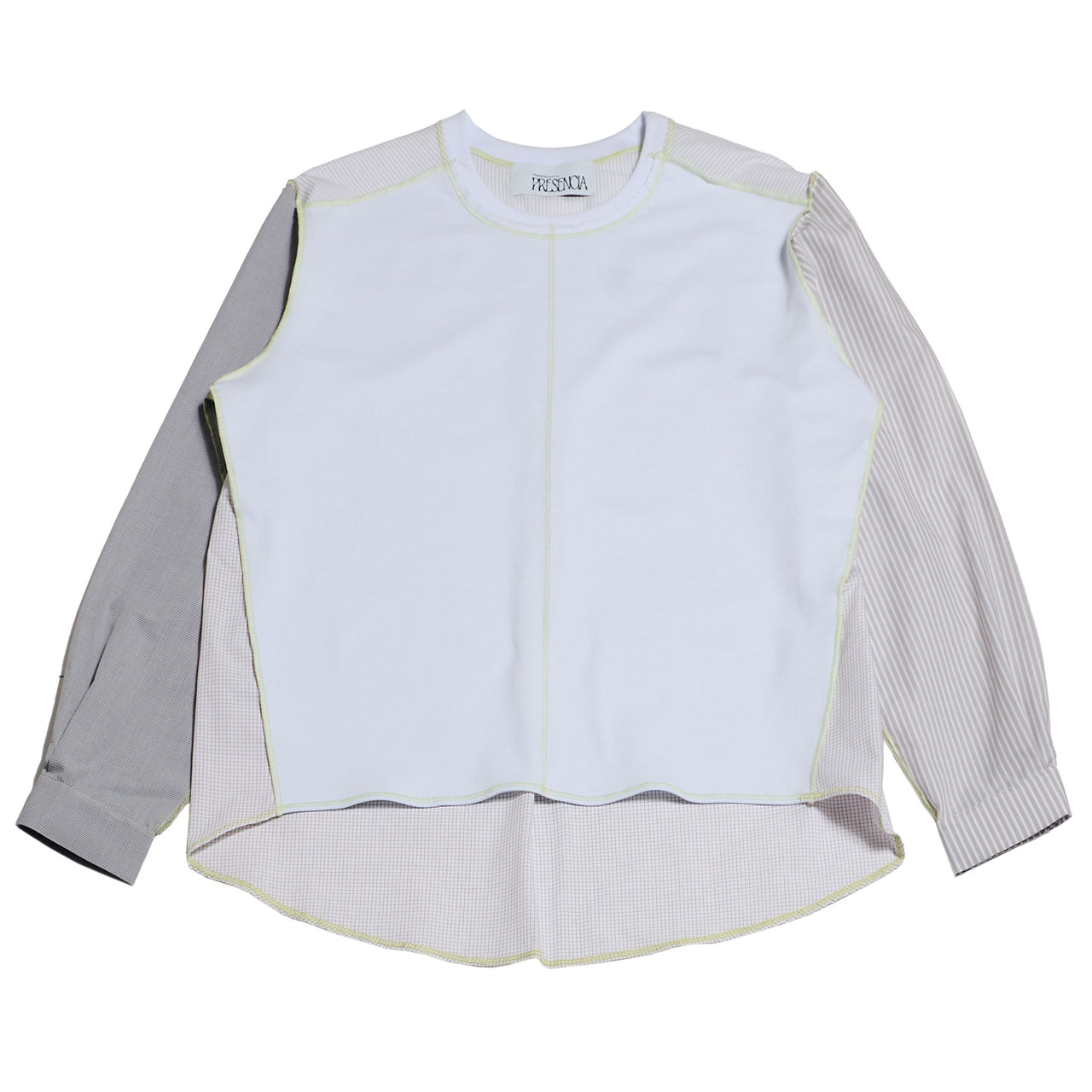 1/2 CAMISA 1/2 SUDADERA MANGA LARGA / blanco, gris claro