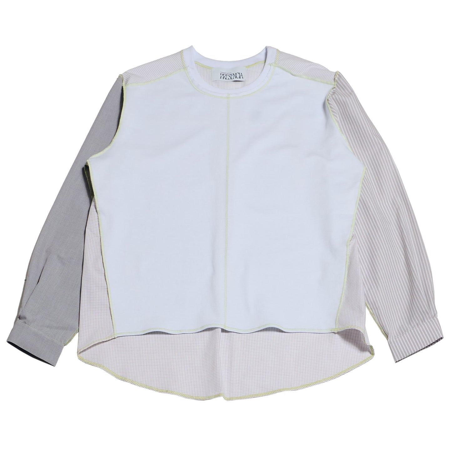 1/2 CAMISA 1/2 SUDADERA MANGA LARGA / blanco, gris claro