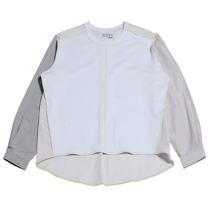 1/2 CAMISA 1/2 SUDADERA MANGA LARGA / blanco, gris claro
