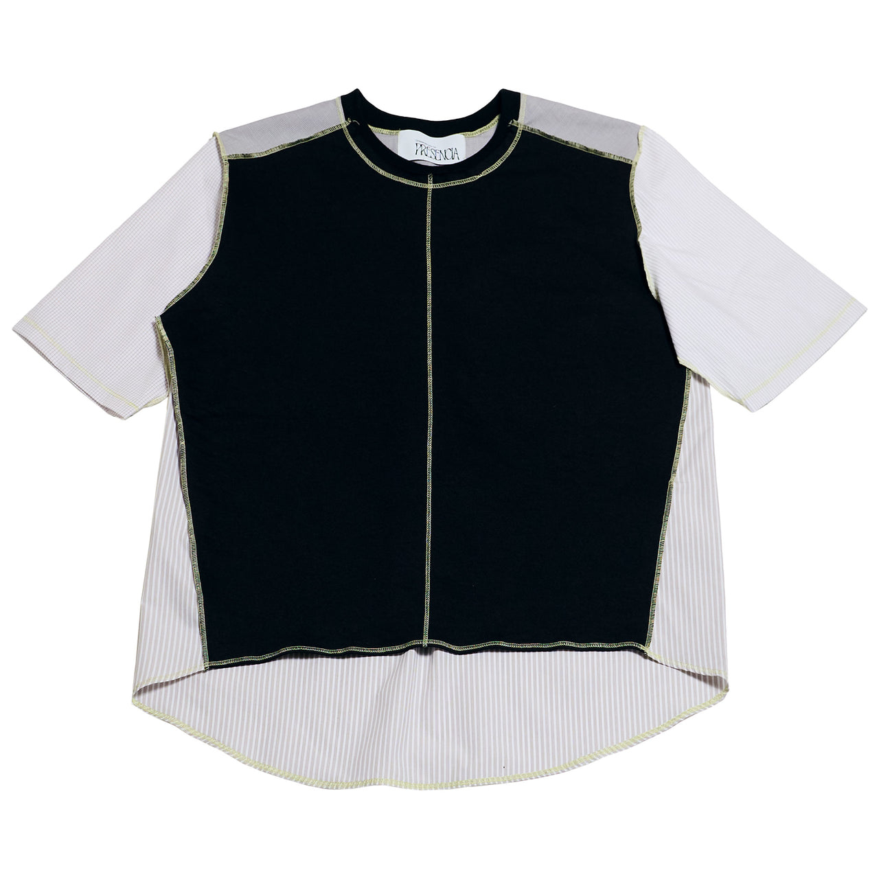 1/2 CAMISA 1/2 SUDADERA MANGA CORTA / negro, blanco, gris
