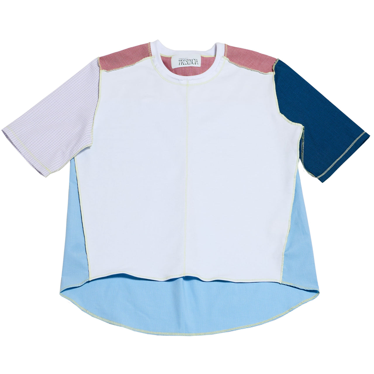 1/2 CAMISA 1/2 SUDADERA MANGA CORTA / blanco, multicolor