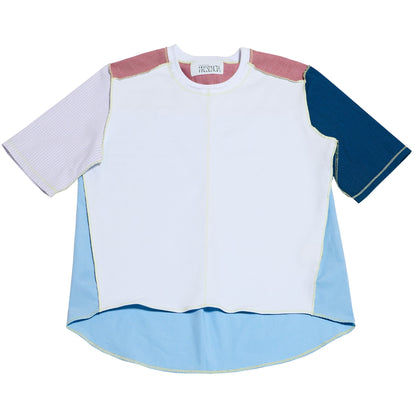1/2 CAMISA 1/2 SUDADERA MANGA CORTA / blanco, multicolor