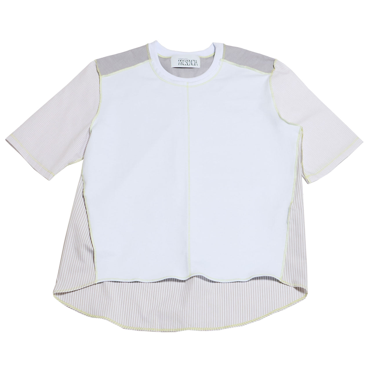 1/2 CAMISA 1/2 SUDADERA MANGA CORTA / blanco, gris claro