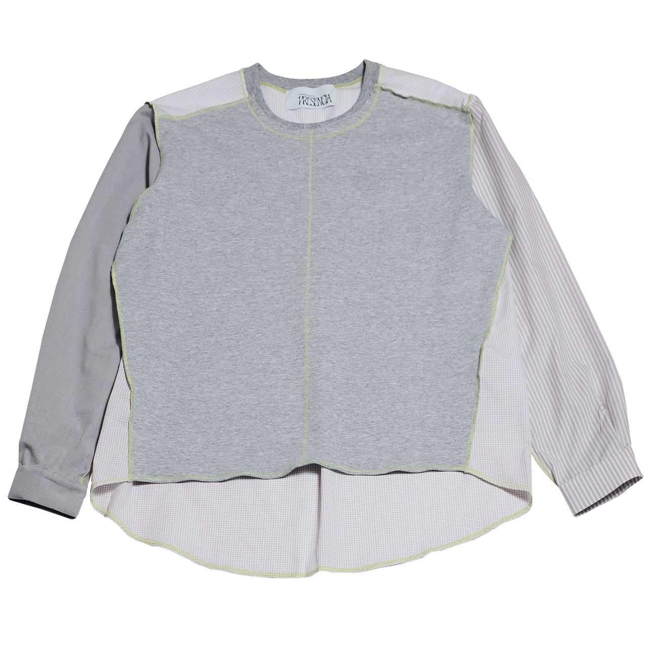1/2 CAMISA 1/2 SUDADERA MANGA LARGA / gris, blanco