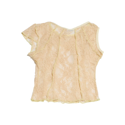 TOP RESTOS ENCAJE UNA MANGA / beige-champagne
