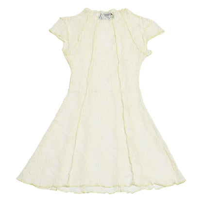VESTIDO RESTOS ENCAJE / blanco-hueso