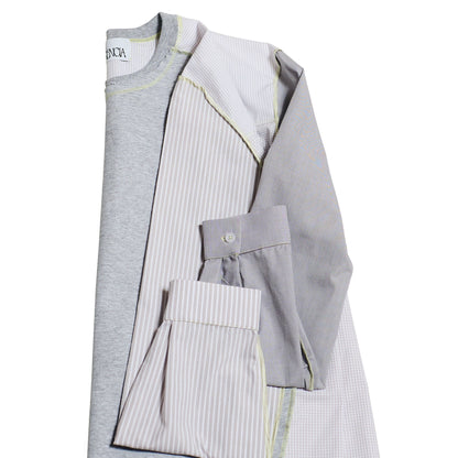 1/2 CAMISA 1/2 SUDADERA MANGA LARGA / gris, blanco