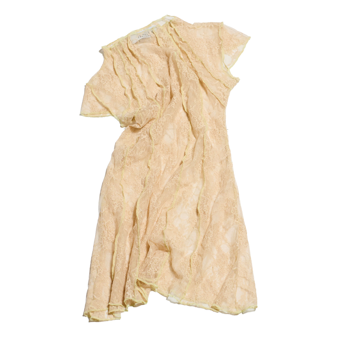 VESTIDO RESTOS ENCAJE / beige-champagne