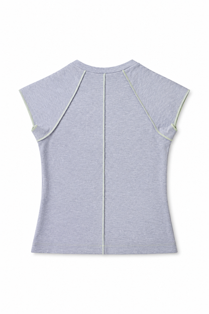 PARCHADO TOP / gris con azul acero