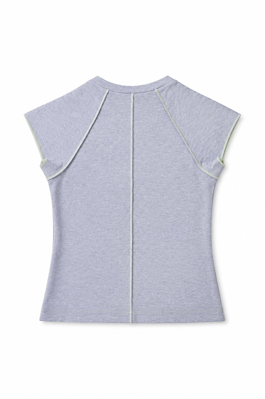 PARCHADO TOP / gris con encaje azul marino