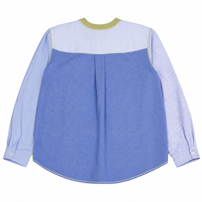 1/2 CAMISA 1/2 SUDADERA MANGA LARGA / verde con azul y blanco