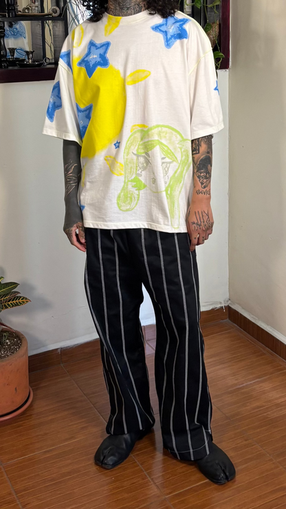 LÍNEAS PANTS / negro con líneas blancas
