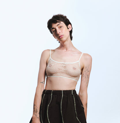 BRALETTE RESTOS ENCAJE / beige-champaña