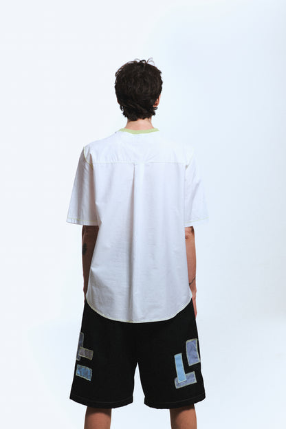 1/2 CAMISA 1/2 SUDADERA MANGA CORTA / verde, blanco