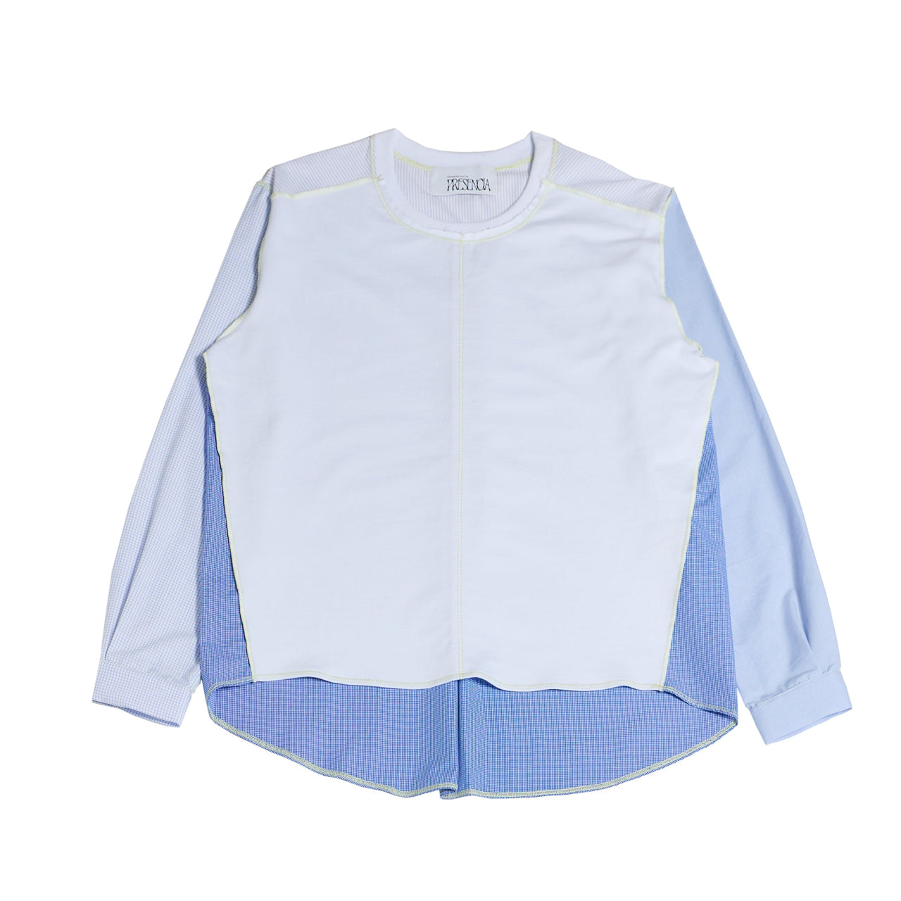 1/2 CAMISA 1/2 SUDADERA MANGA LARGA / blanco, azul
