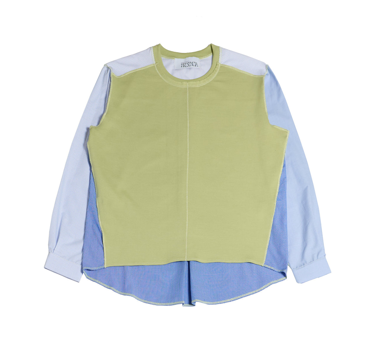 1/2 CAMISA 1/2 SUDADERA MANGA LARGA / verde con azul y blanco