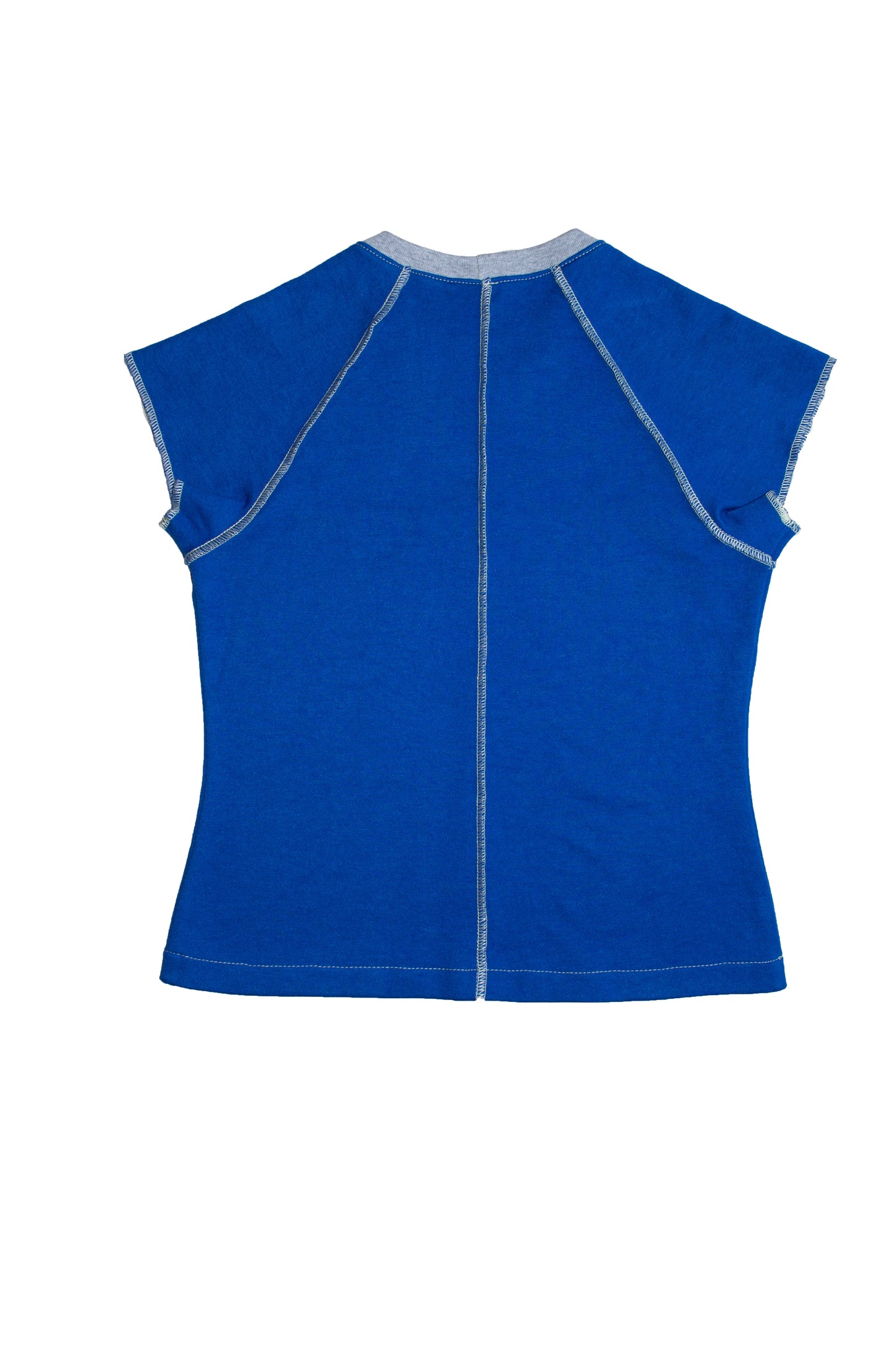 PARCHADO TOP / AZUL REY CON ENCAJE AZUL MARINO