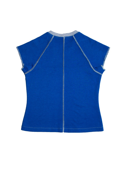 PARCHADO TOP / azul rey con encaje azul marino