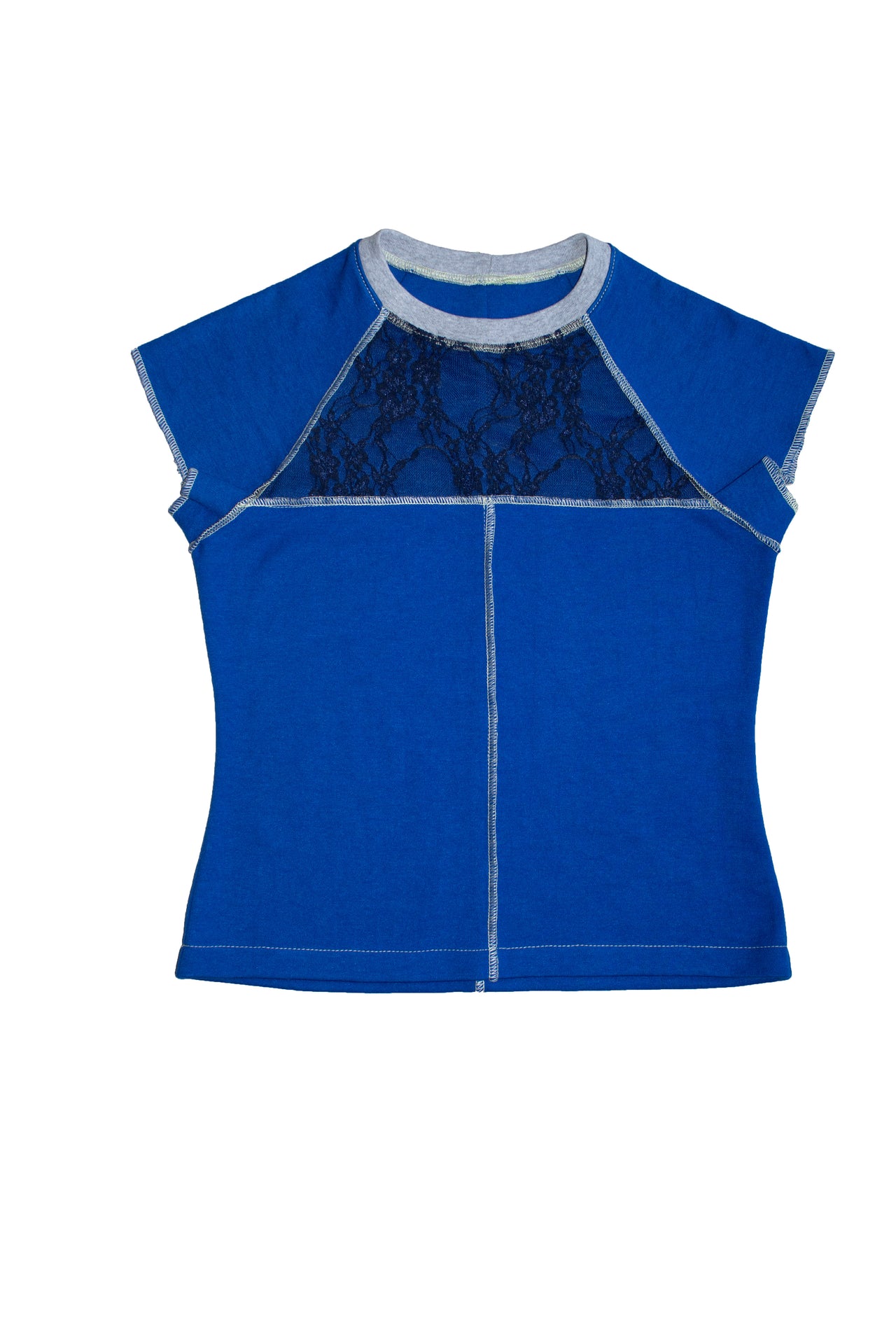 PARCHADO TOP / azul rey con encaje azul marino