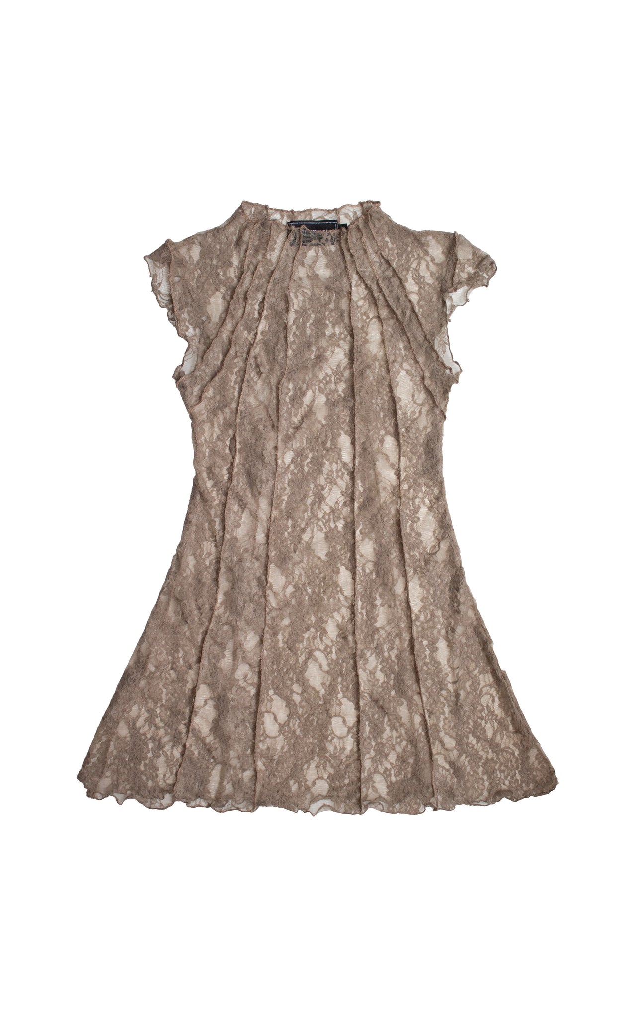 VESTIDO RESTOS ENCAJE / café cenizo claro