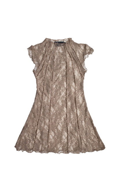 VESTIDO RESTOS ENCAJE / café cenizo claro