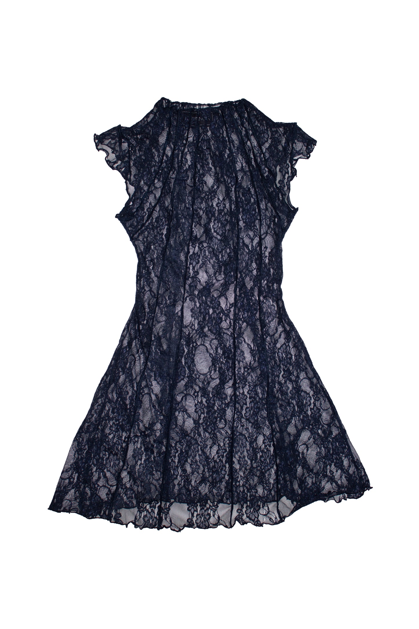 VESTIDO RESTOS ENCAJE / azul marino