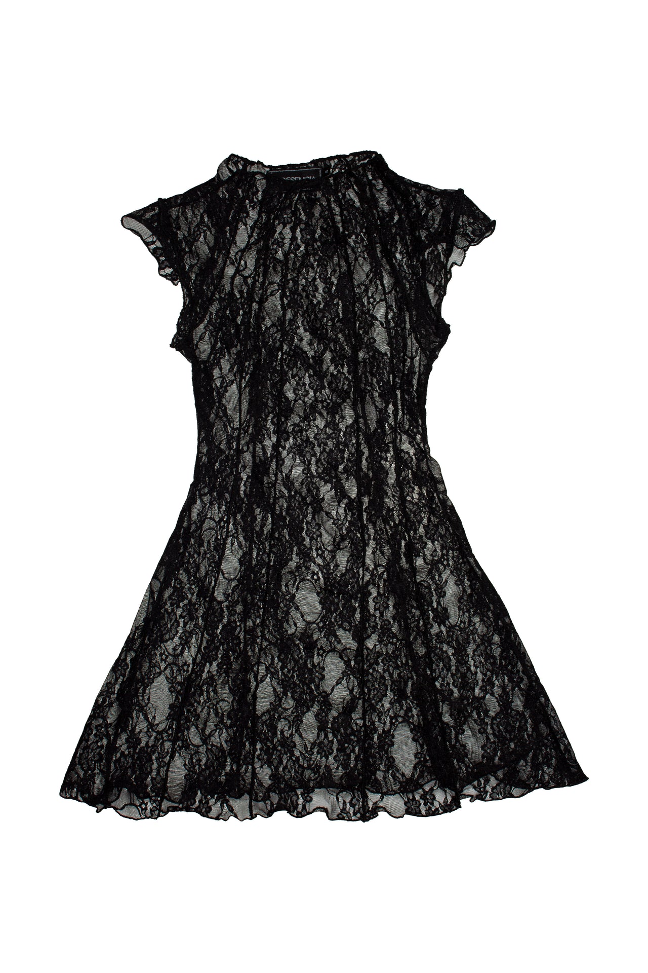 VESTIDO RESTOS ENCAJE / negro
