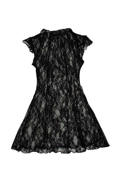 VESTIDO RESTOS ENCAJE / negro