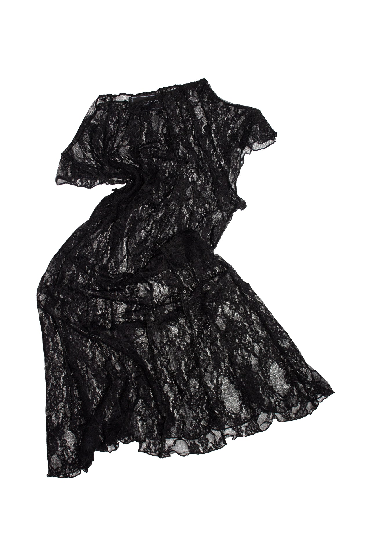 VESTIDO RESTOS ENCAJE / negro