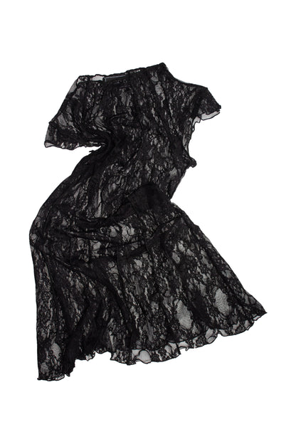 VESTIDO RESTOS ENCAJE / negro