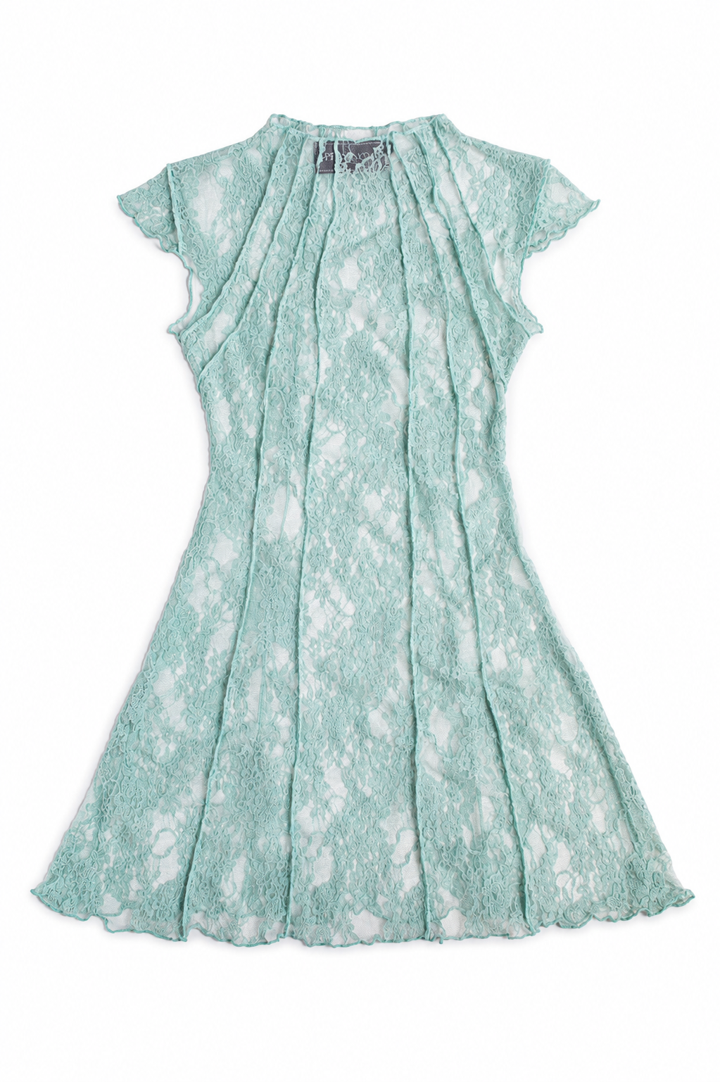 VESTIDO RESTOS ENCAJE / azul turquesa